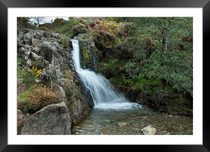 Snowdonia Waterfall Framed Mounted Print by Eddie John