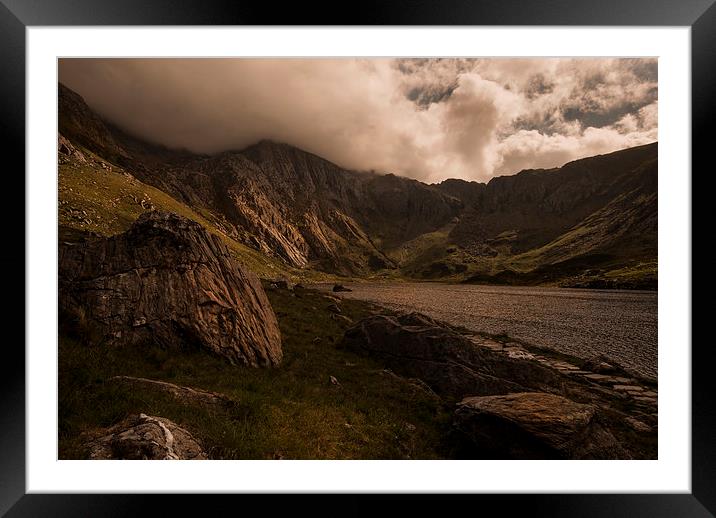 Llyn Idwal and the Devils Kitchen Framed Mounted Print by Eddie John