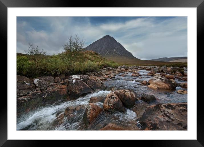 river coupall below Buachaille Etive Mor Framed Mounted Print by Eddie John
