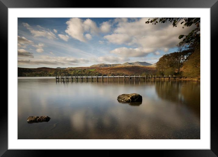 jetty on Coniston water Framed Mounted Print by Eddie John