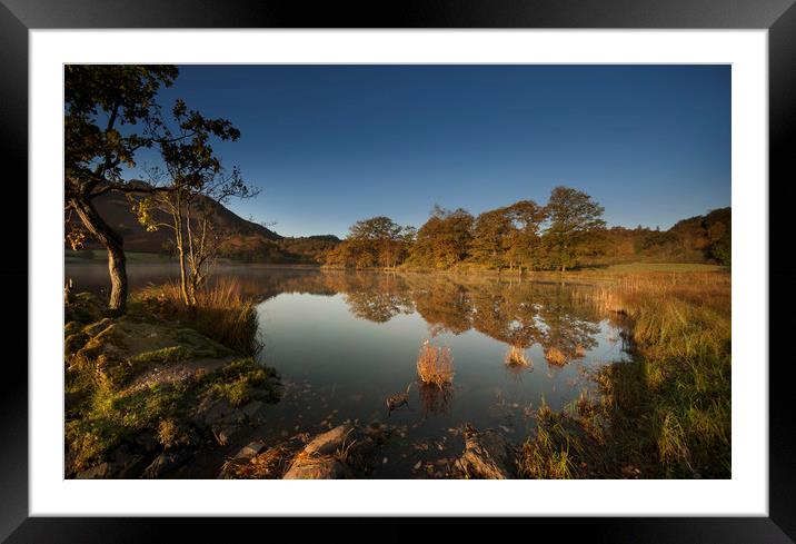 Reflections on Rydal water on an autumn dawn Framed Mounted Print by Eddie John