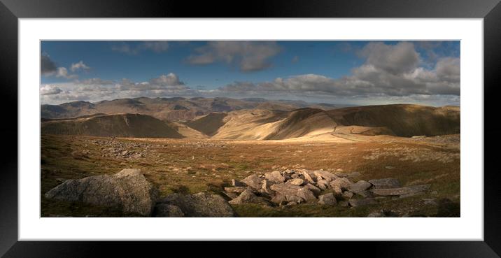 Helvellyn mountain range from high street  Framed Mounted Print by Eddie John