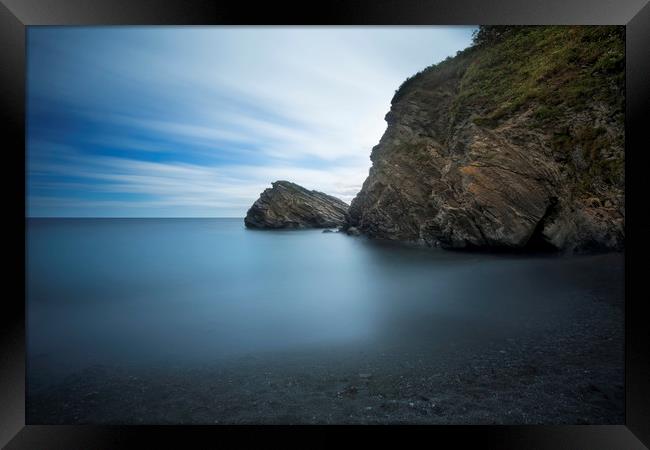 Lansallos a picturesque cove on the south cornwall Framed Print by Eddie John