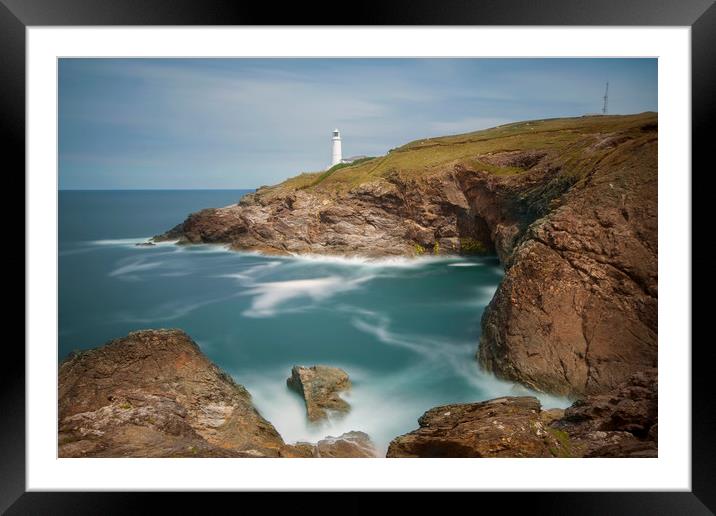 Trevose head and lighthouse Cornwall Framed Mounted Print by Eddie John