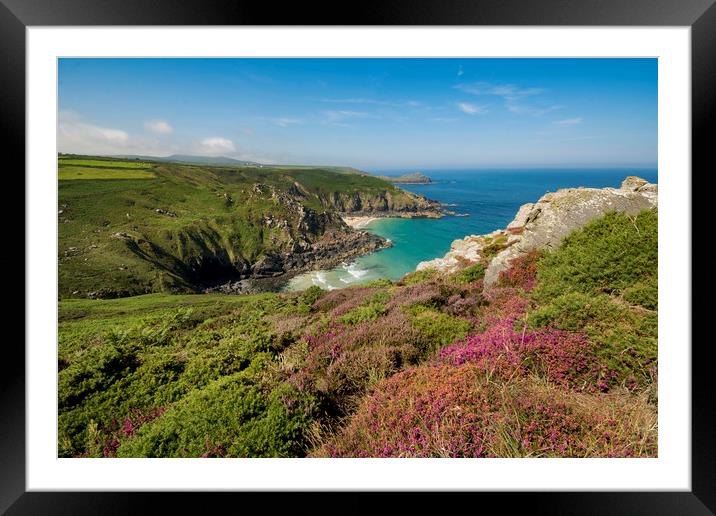 Pendour cove from the headland of Zennor cliffs Co Framed Mounted Print by Eddie John