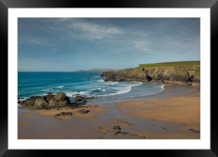 Porthcothan beach cornwall Framed Mounted Print by Eddie John