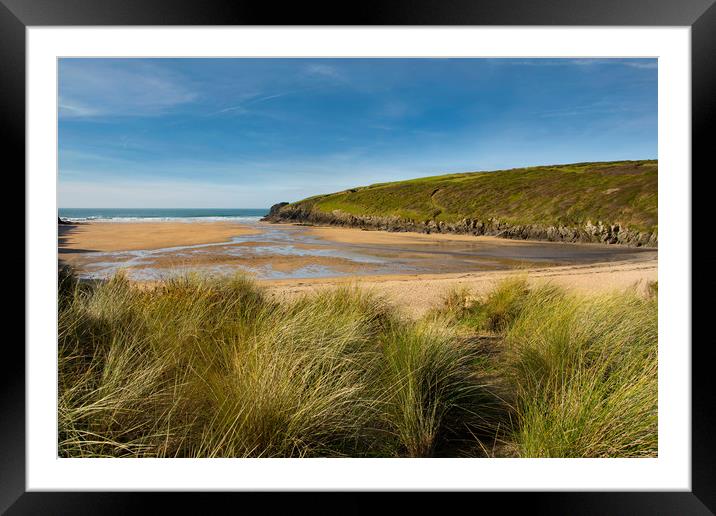 Porthcothan beach cornwall Framed Mounted Print by Eddie John