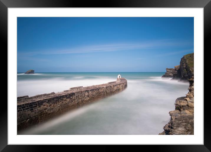 Portreath harbour Cornwall Framed Mounted Print by Eddie John