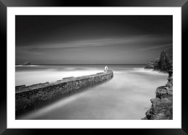 Portreath harbour Cornwall  Framed Mounted Print by Eddie John