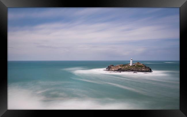 Godrevy light house Cornwall Framed Print by Eddie John