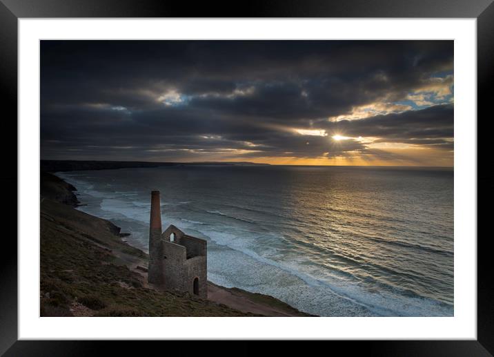 Sunset at St Agnes Cornwall Framed Mounted Print by Eddie John