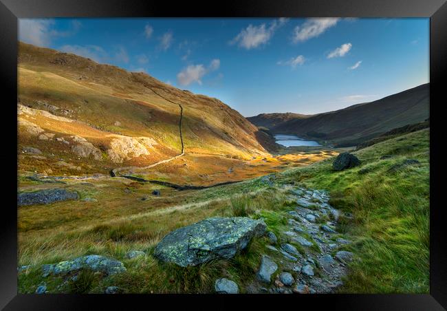 Early morning at Haweswater reservoir in the lake  Framed Print by Eddie John