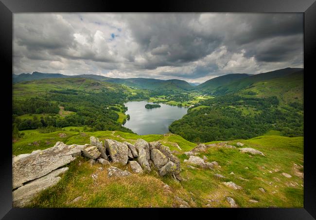 Grasmere from Loughrigg fell Framed Print by Eddie John