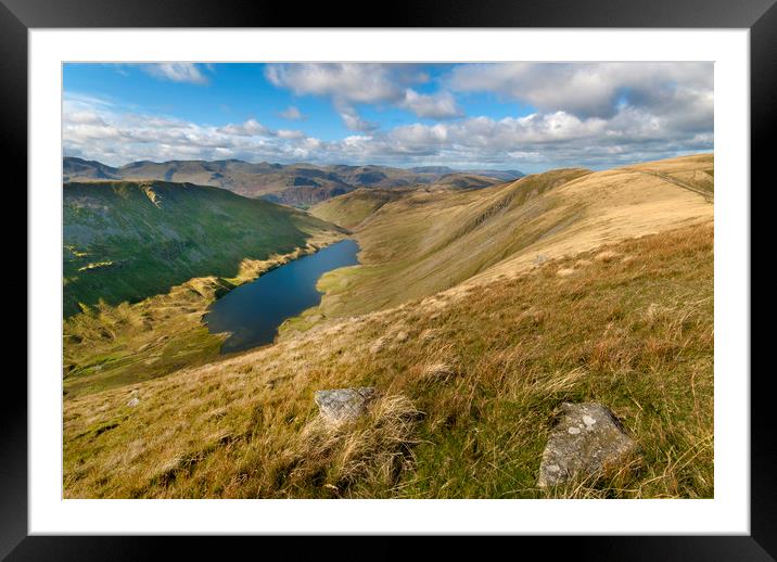 Hayeswater from high street Lake district Framed Mounted Print by Eddie John