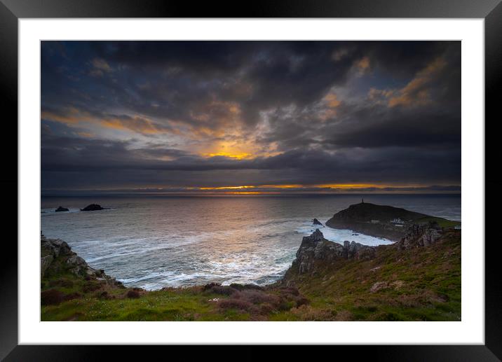 Sunset  over Cape Cornwall  Framed Mounted Print by Eddie John