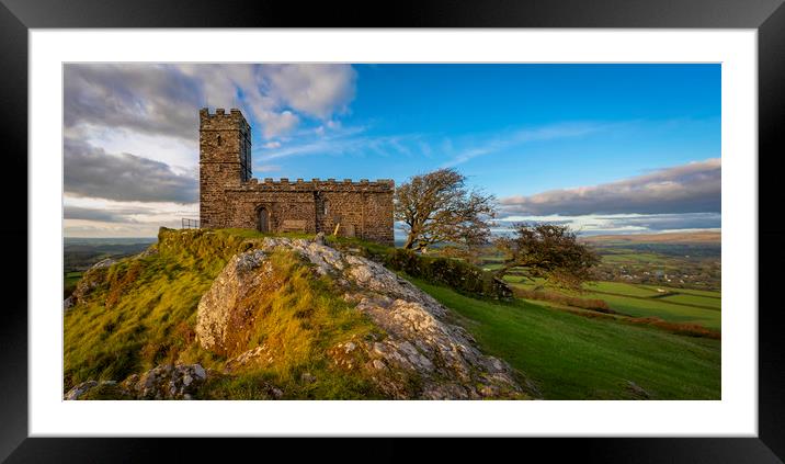 Brent Tor and St Michaels church Framed Mounted Print by Eddie John