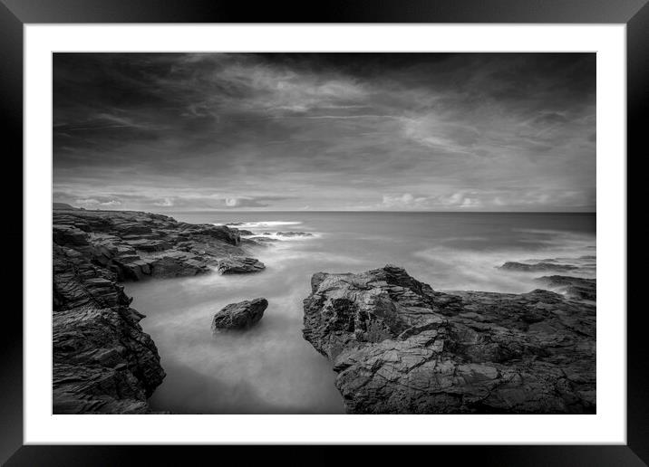 treyarnon point and  treyarnon head north coast cornwall Framed Mounted Print by Eddie John