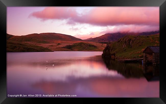 Llyn Y Dywarchen Sunset Framed Print by Jan Allen