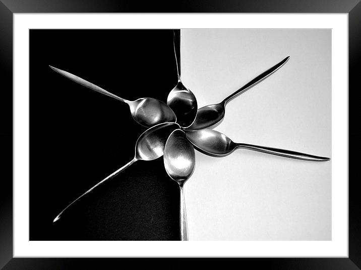 Spoons on Back & white - Still Life Framed Mounted Print by Victoria Limerick