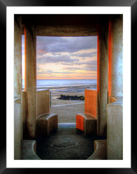 Granite Benches - Cleveleys Prom Framed Mounted Print by Victoria Limerick