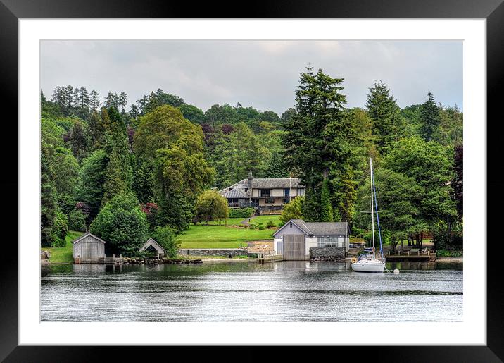Boat Houses - Lake Windermere Framed Mounted Print by Victoria Limerick