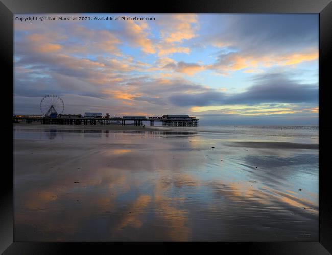 Sunset over Central Pier.  Framed Print by Lilian Marshall
