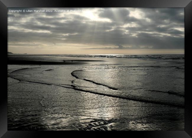 Incoming tide at Cleveleys on the Fylde coast.  Framed Print by Lilian Marshall
