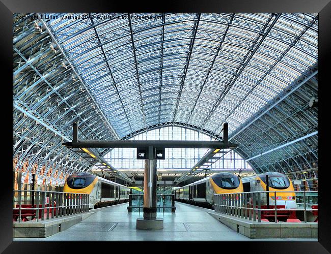 Eurostar at London St Pancras Framed Print by Lilian Marshall