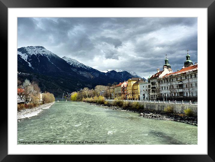 The Inn River-Innsbruck. Framed Mounted Print by Lilian Marshall