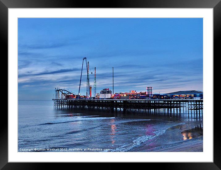 South Pier at Dusk Framed Mounted Print by Lilian Marshall