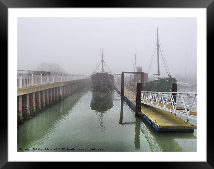 Boats in the Fog Framed Mounted Print by Lilian Marshall