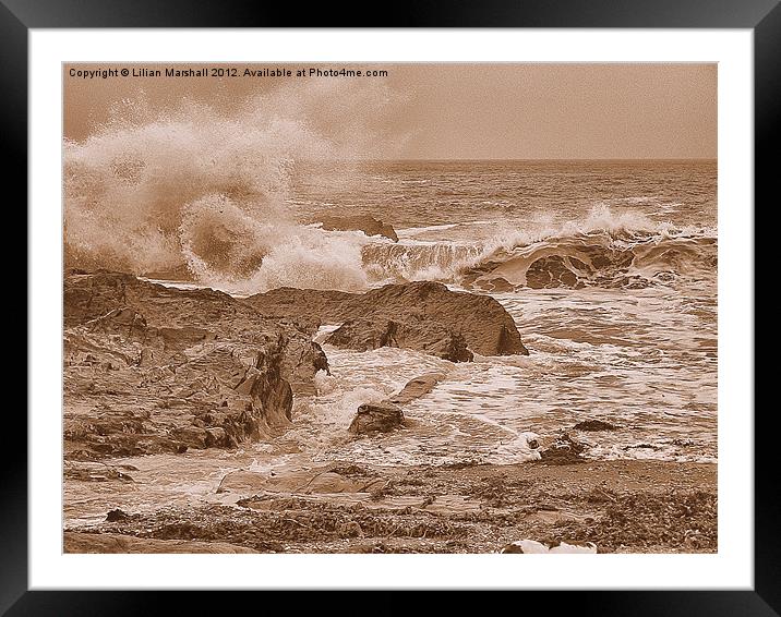 Rough Sea at Illfracombe.(1) Framed Mounted Print by Lilian Marshall
