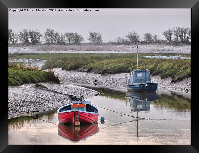 Frosty day at Glasson Dock. Framed Print by Lilian Marshall