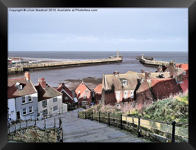 Harbour View Whitby. Framed Print by Lilian Marshall