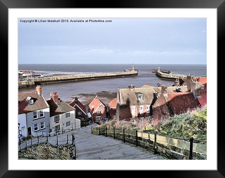 Harbour View Whitby. Framed Mounted Print by Lilian Marshall