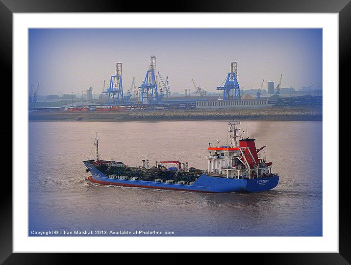 The Straitview Oil/Chemical Tanker Framed Mounted Print by Lilian Marshall
