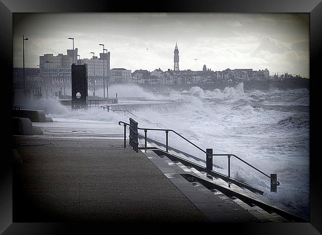 Rough sea at Cleveleys Framed Print by Lilian Marshall