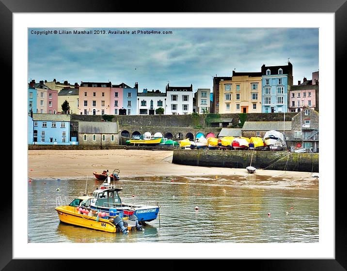 Colourful Tenby. Framed Mounted Print by Lilian Marshall
