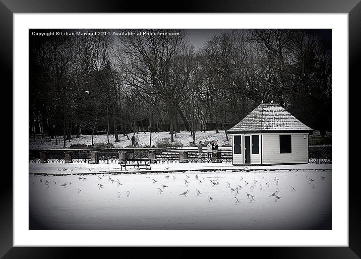 Frozen Boating Lake Framed Mounted Print by Lilian Marshall