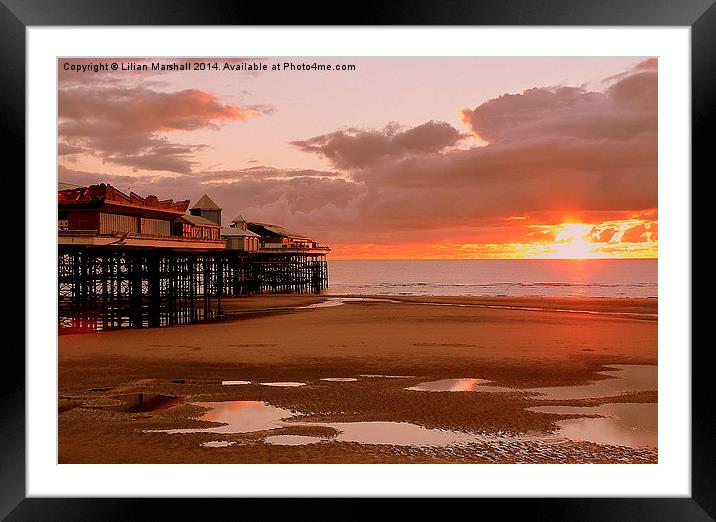 Sunset on South Pier. Framed Mounted Print by Lilian Marshall