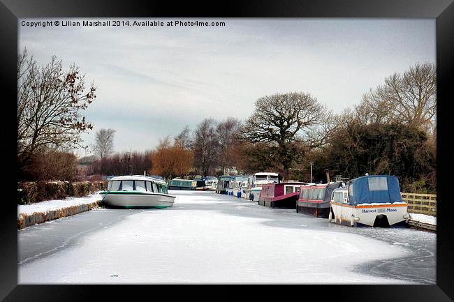 The Frozen Lancaster Canal. Framed Print by Lilian Marshall