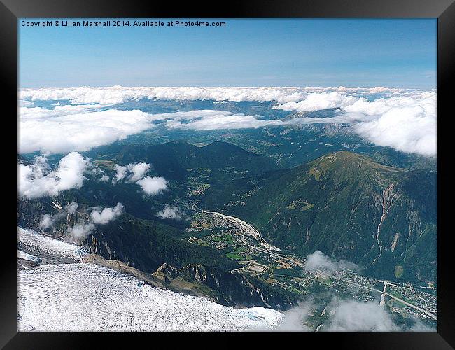 Chamonix France from above the clouds,  Framed Print by Lilian Marshall