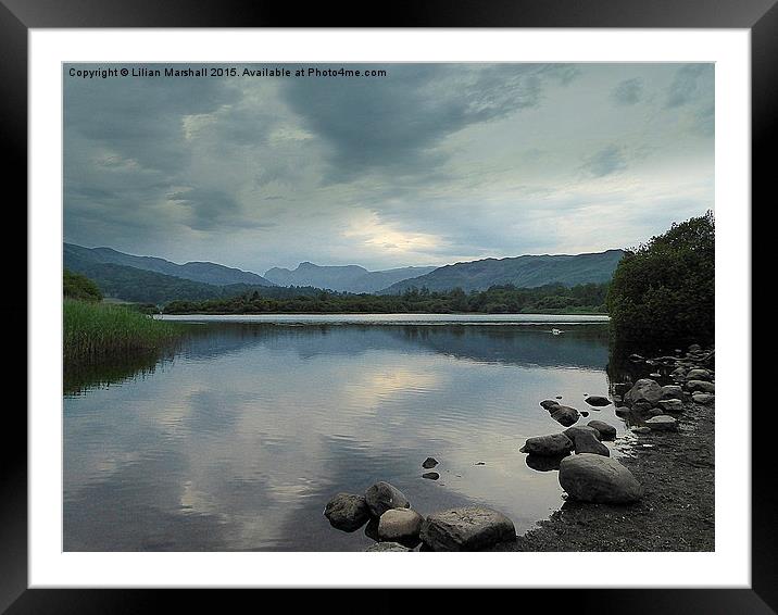  Elterwater Lake.  Framed Mounted Print by Lilian Marshall