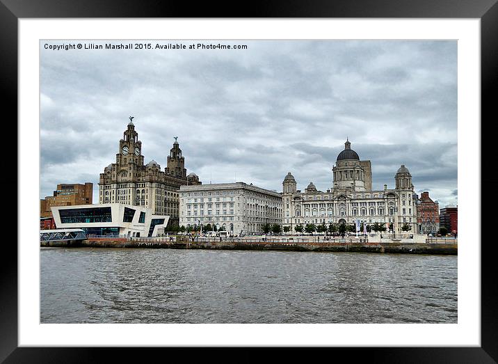 Liverpool Pier Head.  Framed Mounted Print by Lilian Marshall
