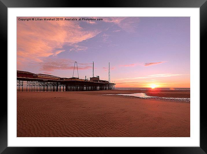  Sunset over South Pier.  Framed Mounted Print by Lilian Marshall