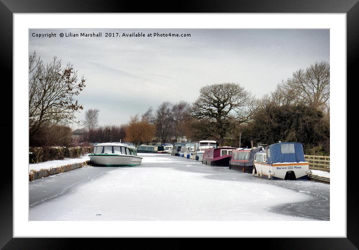 The Frozen Lancaster Canal Framed Mounted Print by Lilian Marshall