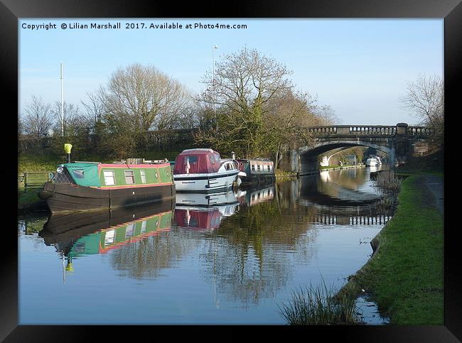 Boats on the Lancaster Canal  Framed Print by Lilian Marshall