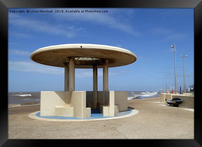 A Shelter on Cleveleys Promenade. Framed Print by Lilian Marshall