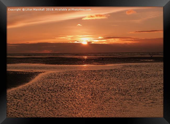 Sunset over Cleveleys Beach.  Framed Print by Lilian Marshall