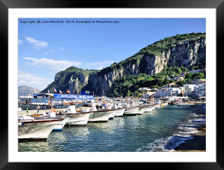 Isle of Capri Harbour.  Framed Mounted Print by Lilian Marshall